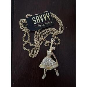Rare Vtg SWAROVSKI Necklace Ballerina Crystals Jewelry Beauty Savvy Vonelle